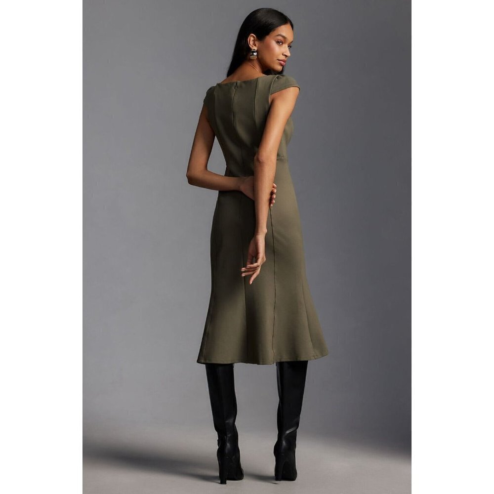 NWT Anthropologie Cecily Fit & Flare Sweetheart Dress XL Moss Green - Picture 3 of 7